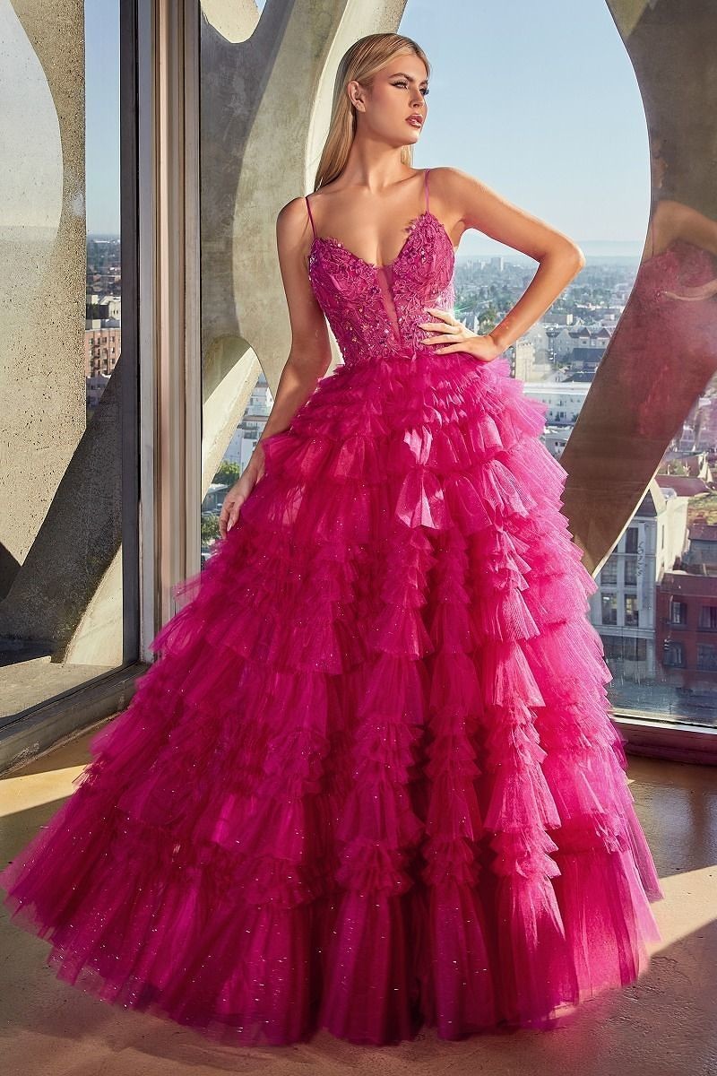 RUFFLED LAYERED BALL GOWN – Boulevard Bridal & Prom
